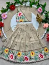 Ajd 8202 Crunchy Silk Floral Embroidery Work Kids Lehenga Choli